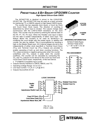 IN74ACT193N Datasheet PDF Integral Corp.