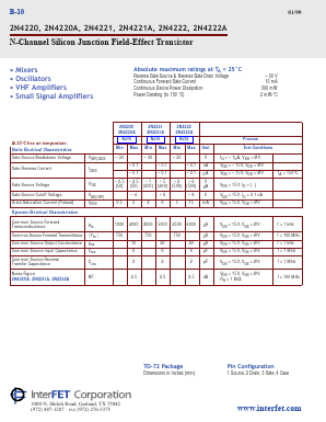 2N4220 Datasheet PDF InterFET 