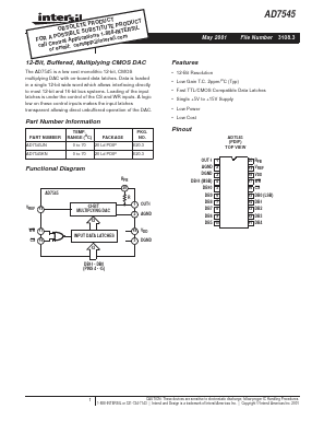 AD7545 Datasheet PDF Intersil