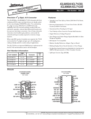 ICL8052A/ICL71C03 Datasheet PDF Intersil