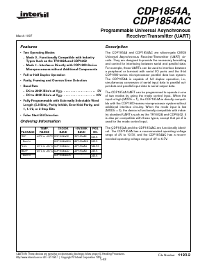 CDP1854 Datasheet PDF Intersil
