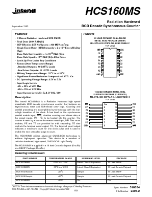 HCS160K/SAMPLE Datasheet PDF Intersil