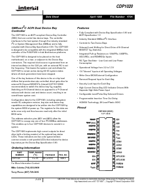 CDP1020 Datasheet PDF Intersil
