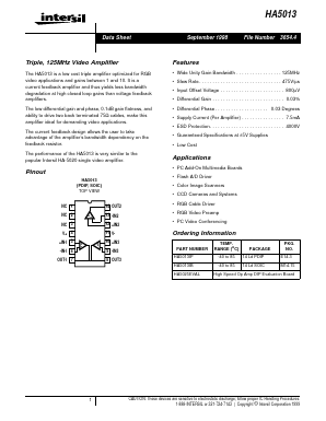 HA5013IP Datasheet PDF Intersil