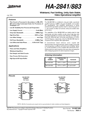 HA-2841/883 Datasheet PDF Intersil