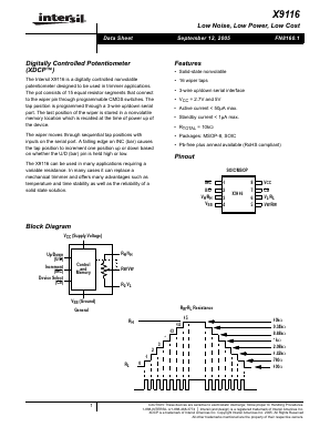 X9116WM8 Datasheet PDF Intersil