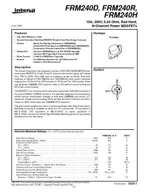 FRM240H Datasheet PDF Intersil