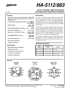 HA-5112/883 Datasheet PDF Intersil