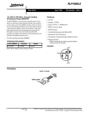 RLP1N08LE Datasheet PDF Intersil