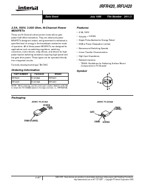 IRFR420 Datasheet PDF Intersil