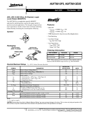 HUF76013D3S Datasheet PDF Intersil