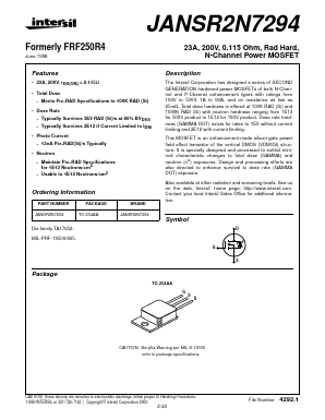 JANSR2N7294 Datasheet PDF Intersil