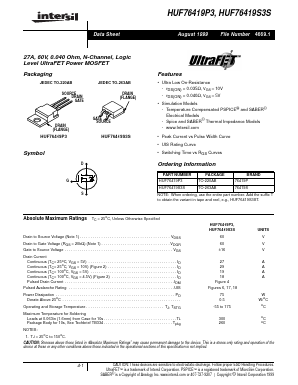 HUF76419S3ST Datasheet PDF Intersil