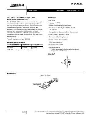 RFP2N20L Datasheet PDF Intersil