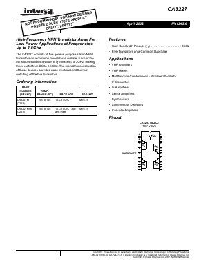 CA3227 Datasheet PDF Intersil