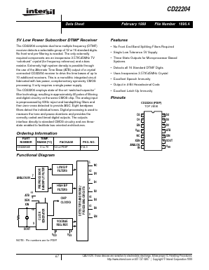 CD22204 Datasheet PDF Intersil
