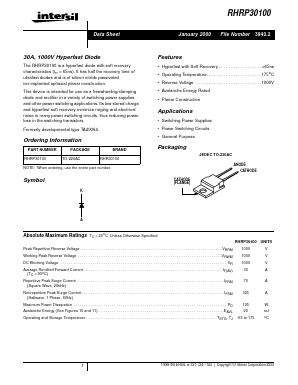 RHRP30100 Datasheet PDF Intersil