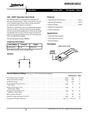 RHR30100C Datasheet PDF Intersil