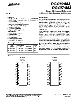 DG406/883 Datasheet PDF Intersil