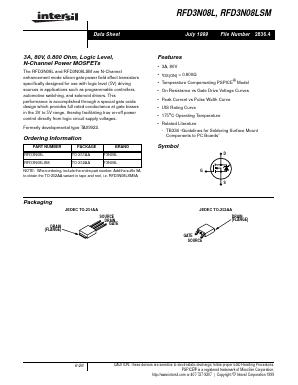 RFD3N08L Datasheet PDF Intersil