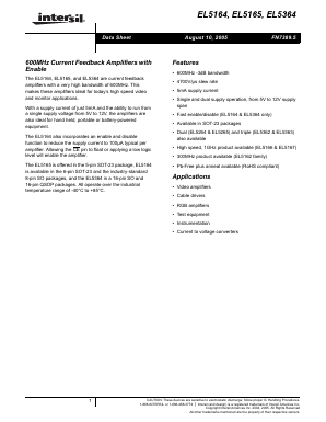 EL5164 Datasheet PDF Intersil