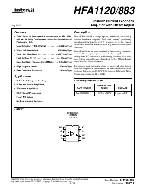 HFA1120MJ/883 Datasheet PDF Intersil