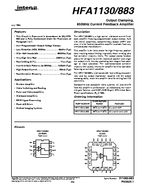 HFA1130/883 Datasheet PDF Intersil