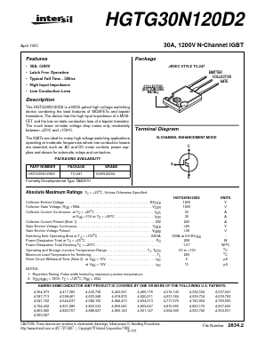 G30N120D2 Datasheet PDF Intersil