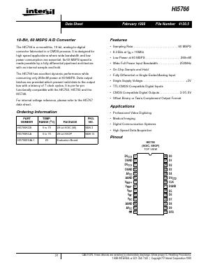 HI5766EVAL1 Datasheet PDF Intersil