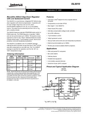ISL8010IUZ-T13 Datasheet PDF Intersil