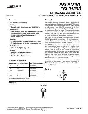 FSL9130R1 Datasheet PDF Intersil