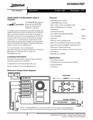 HCA600ACREF Datasheet PDF Intersil