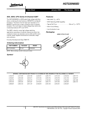 G30N60B3 Datasheet PDF Intersil
