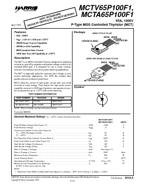 MCTA65P100F1 Datasheet PDF Intersil