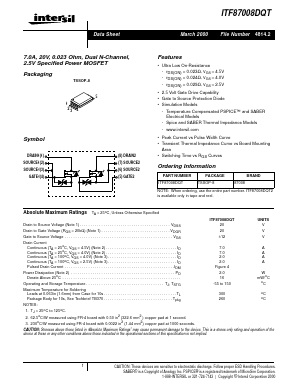 ITF87008DQT2 Datasheet PDF Intersil