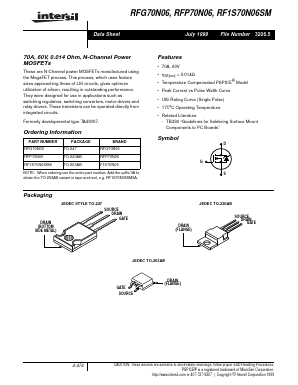 RFP70N069A Datasheet PDF Intersil