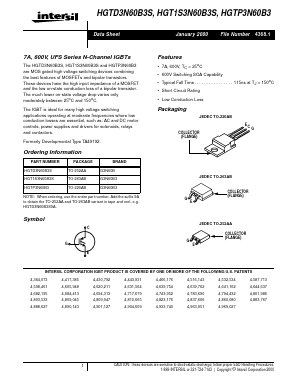 G3N60B Datasheet PDF Intersil