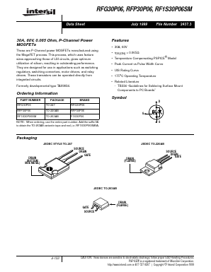 RF1S30P06SM9A Datasheet PDF Intersil