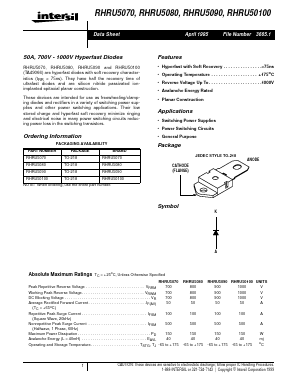 RHRU5080 Datasheet PDF Intersil