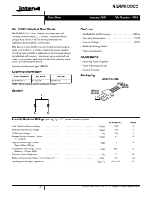 RURP8120CC Datasheet PDF Intersil