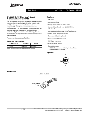 RFP8N20L Datasheet PDF Intersil