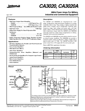 CA3020A Datasheet PDF Intersil