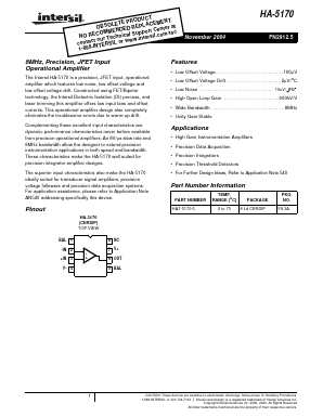 HA-5170 Datasheet PDF Intersil