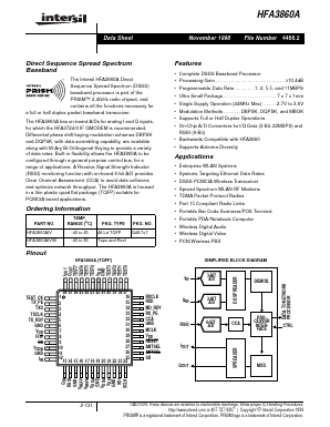 HFA3860A Datasheet PDF Intersil