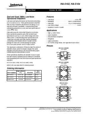 HA-5104-9 Datasheet PDF Intersil
