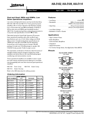 HA3-5104-5 Datasheet PDF Intersil