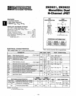 2N3921 Datasheet PDF Intersil