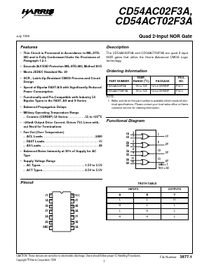 CD54AC02F3A Datasheet PDF Intersil