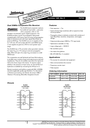 EL2252CN Datasheet PDF Intersil