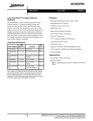 HC5503PRCRZ Datasheet PDF Intersil